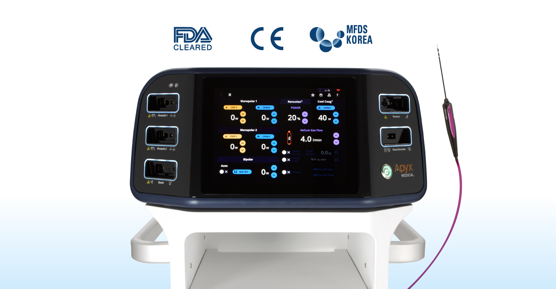 리뉴비온 장비 및 FDA CLEARED, CE, MFDS KOREA 인증마크