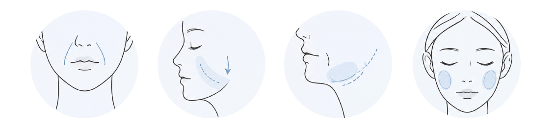 미니 안면거상술 부위 - 팔자라인, 볼처짐, 불독살, 심부볼